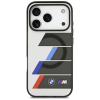BMW M IML metaliniai mygtukai trispalvės linijos magnetinis dėklas telefonui iPhone 17 Pro Max - pilkas
