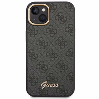 Guess GUHCP14SHG4SHK iPhone 14 6.1 "juodas / juodas kietas dėklas 4G Vintage Gold Logo