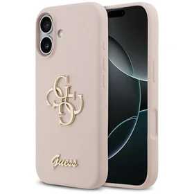 Guess silikoninis Big 4G Script dėklas telefonui iPhone 17 rožinis