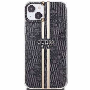 Guess IML 4G Gold Stripe dėklas telefonui iPhone 15 Plus / 14 Plus - juodas
