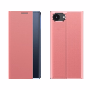 Naujas Sleep dėklas telefonui iPhone 16e su atverčiamu dangteliu ir stovu - rožinis