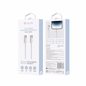 Devia laidas Smart EC325 PD USB-C - USB-C 1,0 m 60W 3A mėlynas