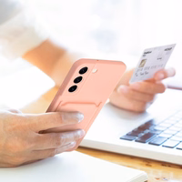 Kortelių dėklas telefonui SAMSUNG S24 Ultra rožinis