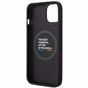 Dėklas BMW BMHMP14M22PTDK iPhone 14 Plus 6.7 "juodas / juoda Odinis Antspaudas Trispalvis Magnetinis