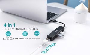 Adapteris CHOETECH USB Type-C - 1x RJ-45, 3x USB Type-A