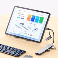 "Tech-Protect" HB06 HUB adapteris 8in1 TYPE-C + USB2.0 + USB3.0 + SD/TF + AV3.5 - pilkos spalvos