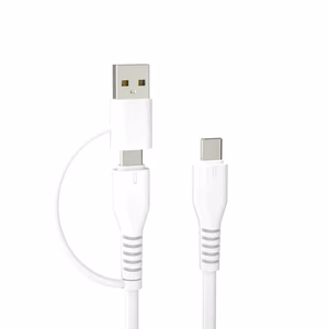 "Forever recycling" kabelis 2w1 1,5m 3A USB-C - USB-C + USB-A KR2W1-00 baltas