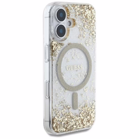 Guess HC Resin Bottom Glitter Magnetinis dėklas iPhone 16 - auksinis