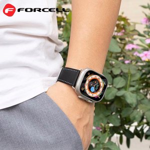 FORCELL F-DESIGN FA20 ekologiškos odos dirželis APPLE laikrodžiui 42 / 44 / 45 / 49 mm juodas