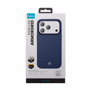 "Benks" magnetinis šarvas "Pro Armor Grid Kevlar Case Metal Frame 600D (YB70) for Iphone 17 Pro Max blue