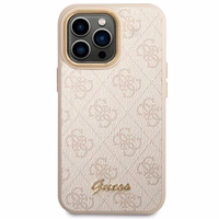 Guess 4G Vintage Gold Logo dėklas iPhone 14 Pro Max - rožinis