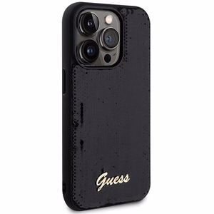 Guess Sequin Script Metal dėklas telefonui iPhone 13 Pro Max - juodas