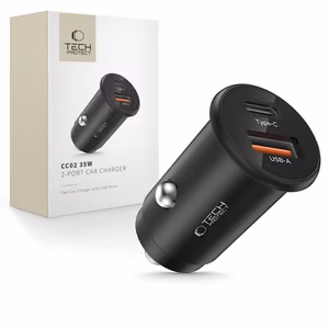 Tech-Protect CC02 35W Car Charger 2-Port USB-C / USB-A - Black