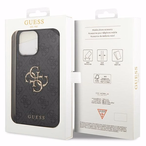 Guess GUHCP15L4GMGGR iPhone 15 Pro 6.1" pilkas/pilkas kietas dėklas 4G Didelis Metalinis Logotipas
