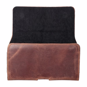 ROYAL Crazy Horse universalus horizontalus odinis diržo dėklas dydis L IPHONE 12 / 12 PRO / 13 / 13 PRO / 14 / 14 PRO / SAMSUNG S10 / S20 / S21 / A40 / HUAWEI P8 LITE / P30 / P40 / P9 LITE rudas