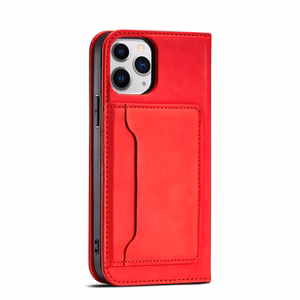Magnetinis dėklas kortelėms iPhone 12 Pro Max dėklas kortelių piniginė kortelių laikiklis raudonas