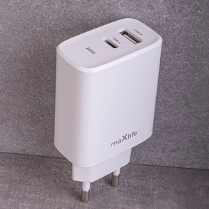 "Maxlife MXTC-10-20AC PD QC įkroviklis 1x USB-C 1x USB 20W baltas