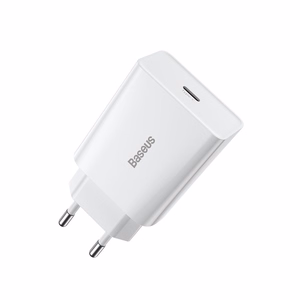 Baseus Speed Mini greitas įkroviklis, USB-C, PD, 3A, 20W (baltas)