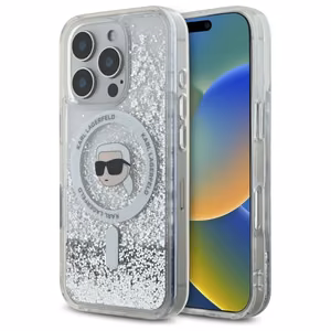 Karl Lagerfeld Liquid Glitter Karl Head Magsafe Чехол для iPhone 16 Pro - прозрачный