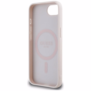 Guess Grained Hot Stamp Peony Triangle Logo Magnetinis dėklas telefonui iPhone 16e - smėlio