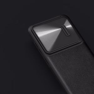Nillkin CamShield Leather S dėklas telefonui Samsung Galaxy S23+ su kameros dangteliu juodas