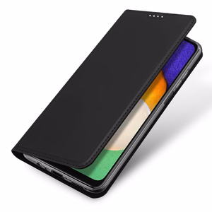 Dux Ducis Skin Pro Dėklas telefonui Samsung Galaxy A14 4G / 5G su atverčiamu kortelių dėklu ir stovu Juodas