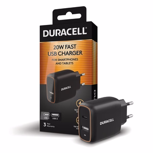 Duracell sieninis įkroviklis (DRACUSB19-EU) – 20 W, juodas