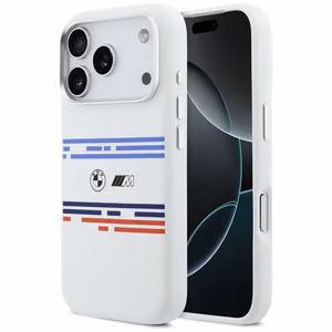 BMW M Silicon Horizontal Line MagSafe deklas iPhone 17 Pro - baltas