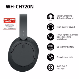 Sony WH-CH720 Headset Wired & Wireless Head-band Calls/Music USB Type-C Bluetooth Black