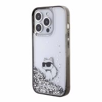 Karl Lagerfeld Liquid Glitter Choupette dėklas telefonui iPhone 15 Pro Max - skaidrus