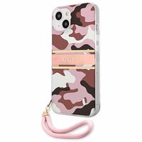 Guess GUHCP13SKCABPI iPhone 13 mini 5.4" rožinis/rožinis kietas dėklas Camo Dirželis Kolekcija