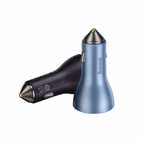 Automobilinis įkroviklis Baseus "Golden Contactor Pro" pilkas 65W (2xPD / 1xQC3.0)