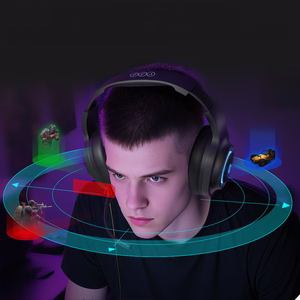 QCY Heroad V200 Tri-Mode Žaidimų Ausinės su 7.1 Garsu, 240h Baterija ir Nuimamu Mikrofonu - Juodos