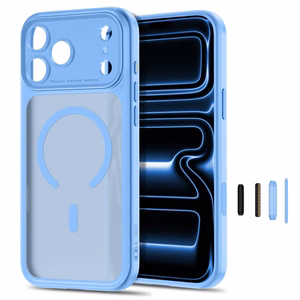Tech-Protect MagPeak MagSafe CC dėklas, skirtas iPhone 18 Pro / 17 Pro, matinis šviesiai mėlynas