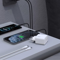 Dudao A28PCEU PD 45W GaN 2xUSB-C Wall Įkroviklis with USB-C Laidas - Baltas