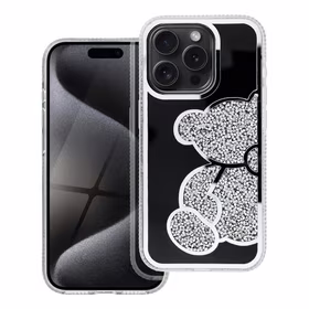 TEDDY BEAR dėklas telefonui IPHONE 13 PRO sidabrinis