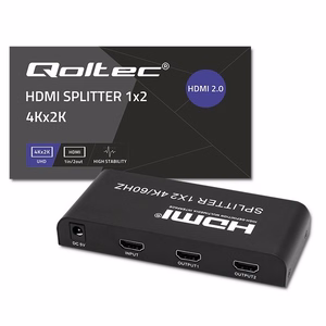 Qoltec 51797 aktyvus HDMI skirstytuvas 2 x HDMI 4K x 2K | 6Gb/s | 60Hz