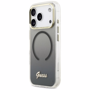 Guess IML Gradient Script Metal MagSafe Dėklas for iPhone 17 Pro Max - juodas