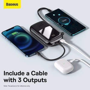 Baseus išorinė baterija 20000mAh Qpow Pro - USB + Type C - PD 22,5W su Type C kabeliu (PPQD060301) juoda