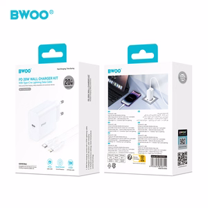 BWOO wall įkroviklis CDA233 PD 20W 1x USB-C with USB-C - Lightning laidas baltas