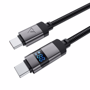 "Acefast" C15-03 USB-C - USB-C kabelis su ekranu 480Mb/s 60W 1,2 m - juodas