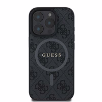 Guess 4G Žiedo klasikinio logotipo MagSafe dėklas telefonui iPhone 16 Pro - juodas