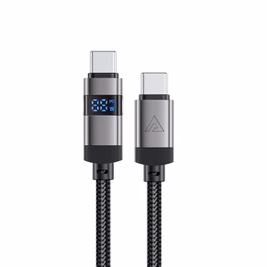 "Acefast" C15-03 USB-C - USB-C kabelis su ekranu 480Mb/s 60W 1,2 m - juodas