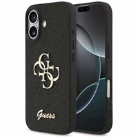 Guess Fixed Glitter Big 4G dėklas telefonui iPhone 17 - juodas