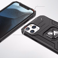 Wozinsky Ring Armor dėklas telefonui iPhone 14 Pro Max šarvuotas dangtelis magnetinis laikiklis žiedas sidabrinis