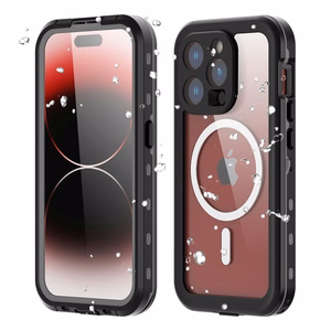 Dėklas atsparus vandeniui SHELLBOX DOT IPHONE 15 PRO - juodas (m)
