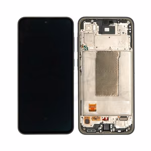 Ekranas Samsung A366 A36 5G su lietimui jautriu stikliuku ir rėmeliu Black OLED (real size)