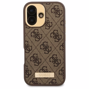 Guess 4G Logo Plate Magnetinis dėklas iPhone 16 - rudas