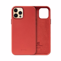 Crong Essential Cover - iPhone 12 Pro Max Faux Leather dėklas (raudonas)