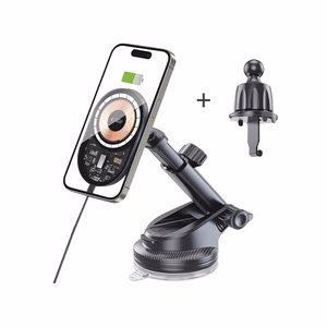 TECH-PROTECT MM15W-V6 MAGNETINIS MAGSAFE PRIETAISŲ SKYDELIO IR VENTILIACIJOS AUTOMOBILINIS LAIKIKLIS BELAIDIS ĮKROVIKLIS 15W JUODAS